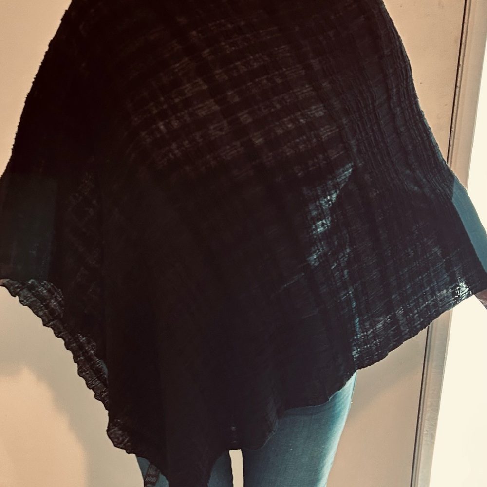 EILEEN FISHER Black Knit poncho/shawl.